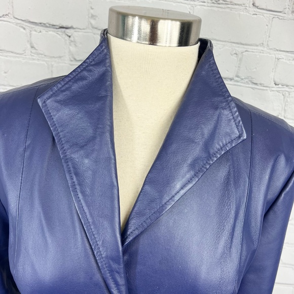 •NWOT VINTAGE |•TERRY LEWIS•| Purple Leather Blazer Jacket Size Medium - Picture 7 of 16